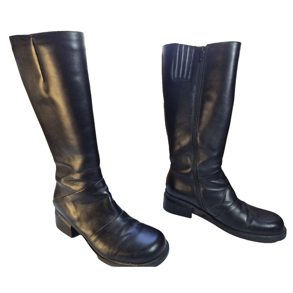 GH Bass & Co Carmie Black Leather Knee High Riding Boots Women's Size 8M